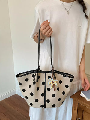 White with Polka Dot Shoulder Bag in White