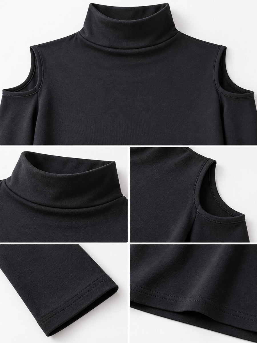 t-shirt in Black with cutout and hip-length