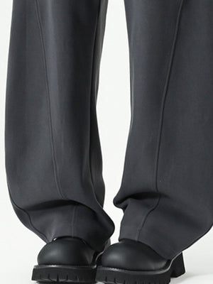 Men's gray relaxed fit sweatpants with diagonal seam detail