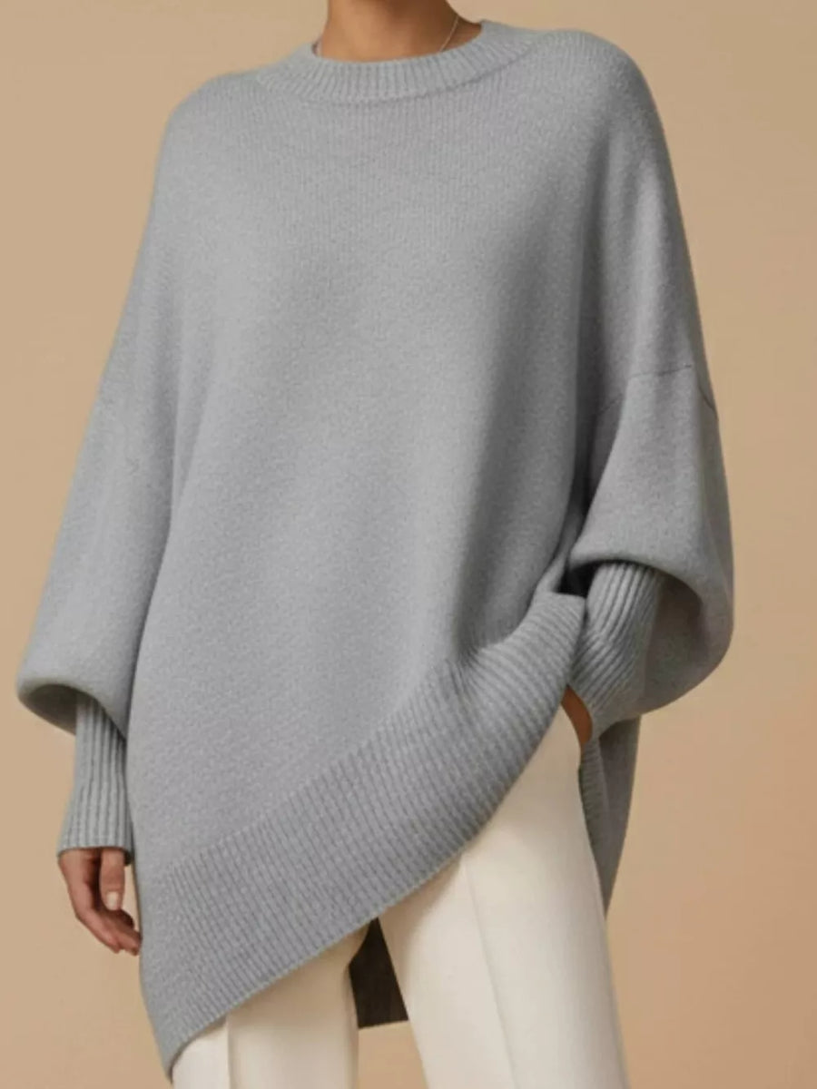 classic pullover sweater in Pink with crew neck