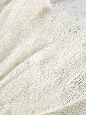 lounge set in Taupe with lace and cropped