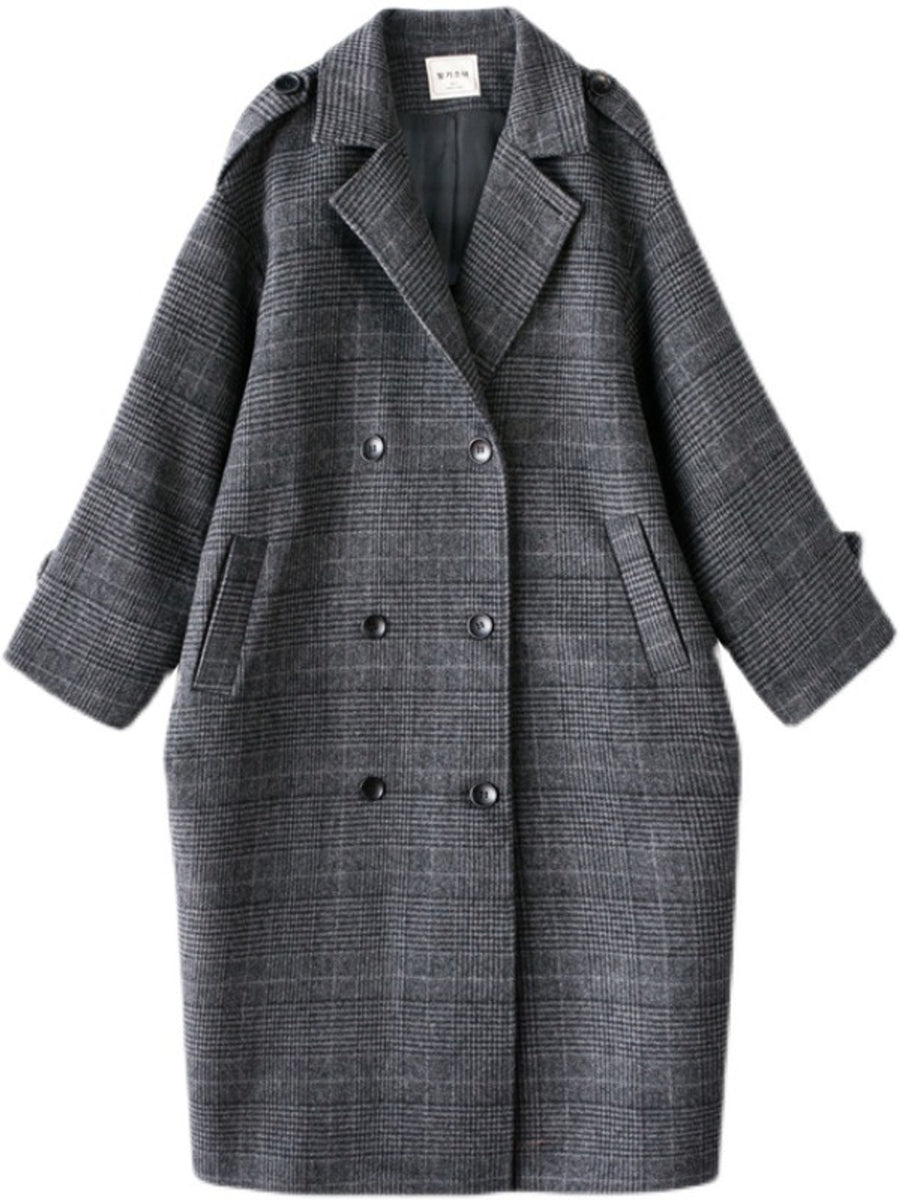 Gray overcoat with midi and double-breasted