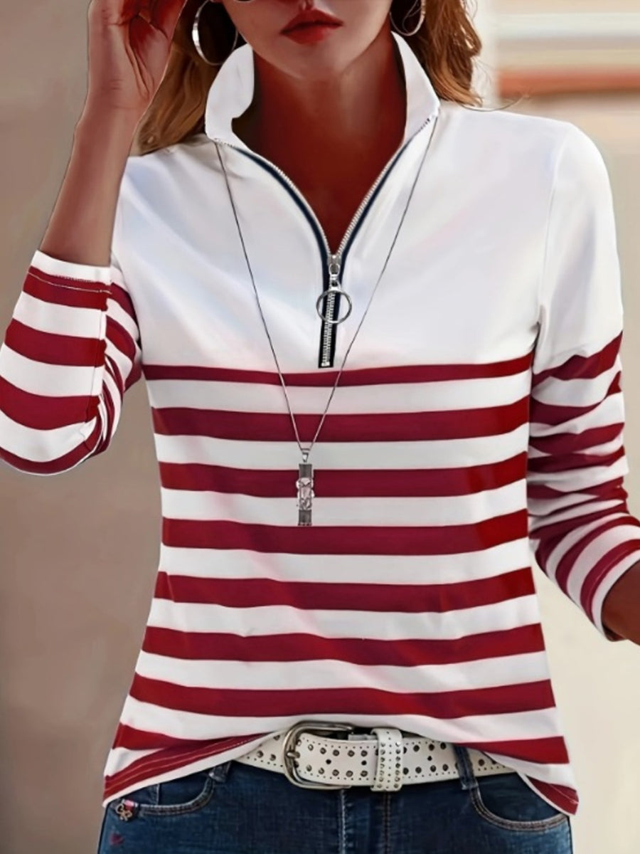Blue And White t-shirt with stretch and long sleeve