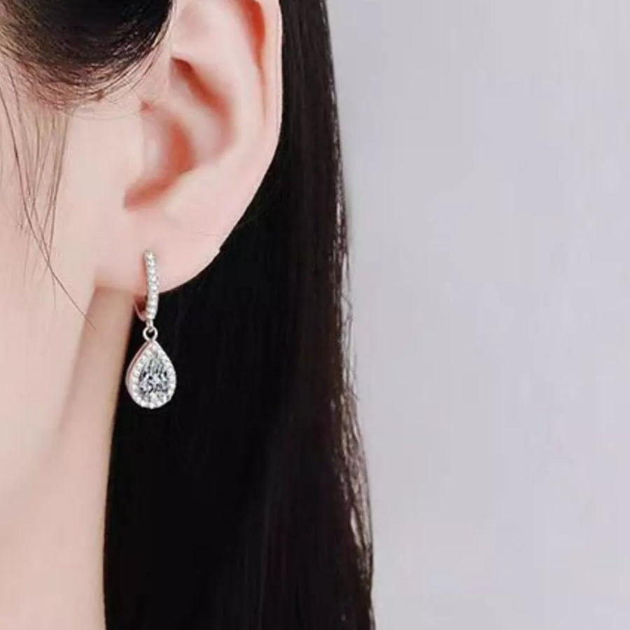 earrings in clear with moissanite stones and 0.6 inches