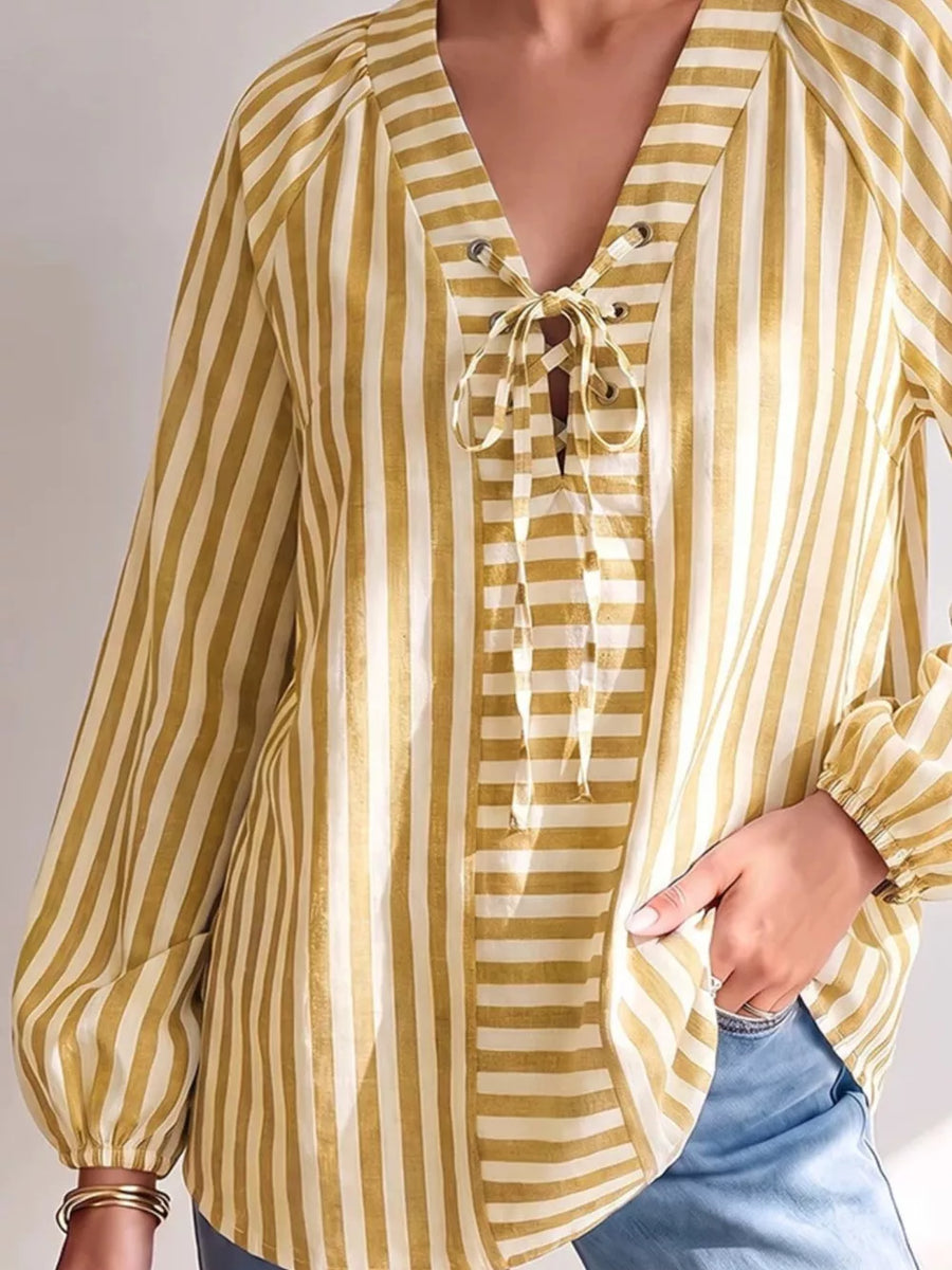 classic blouse in light blue with v-neck