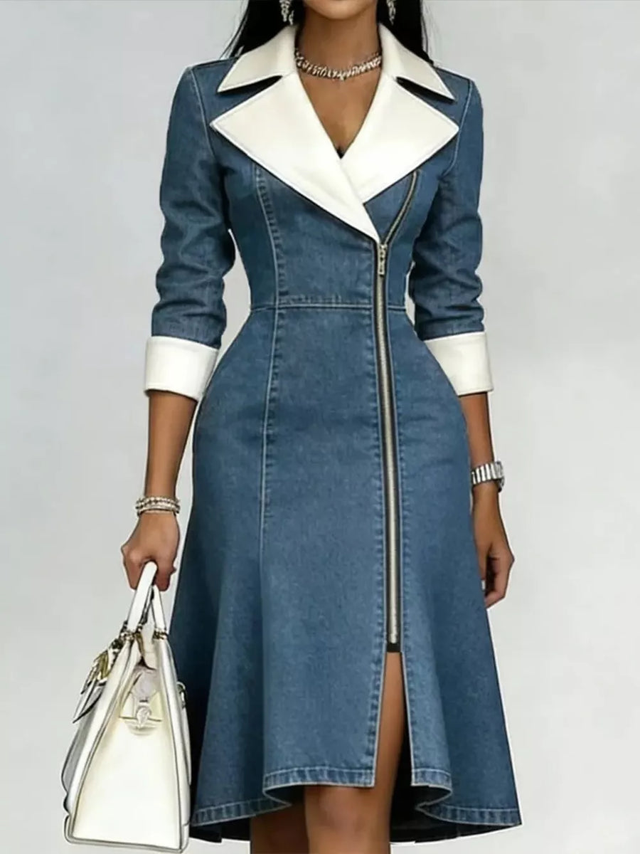 shirt dress in blue featuring washed and fit-and-flare dress fit