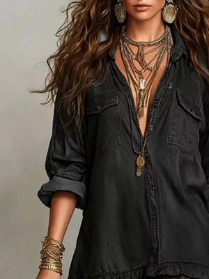 White shirt dress with maxi and button-front
