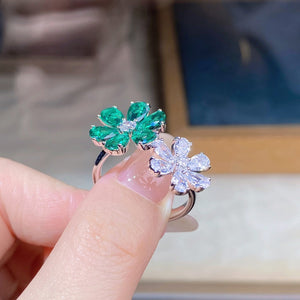ring in silver with floral and adjustable