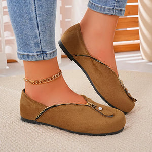 flats in black with zipper detail and not applicable