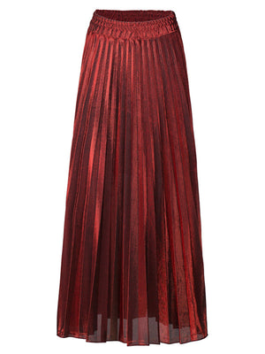 metallic gold maxi skirt with maxi and pull-on