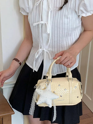 PU Leather Imported Size & crossbody bag in White with structured silhouette