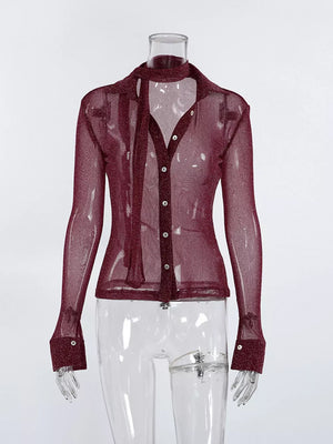 Y2K button-down shirt in Pink with collared