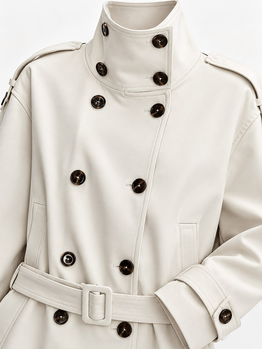 Coffee regular trench coat with turtleneck