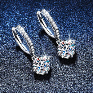 925 sterling silver,Moissanite Carat weight: 1ct Care instructions: Avoid wearin earrings in clear with drop silhouette