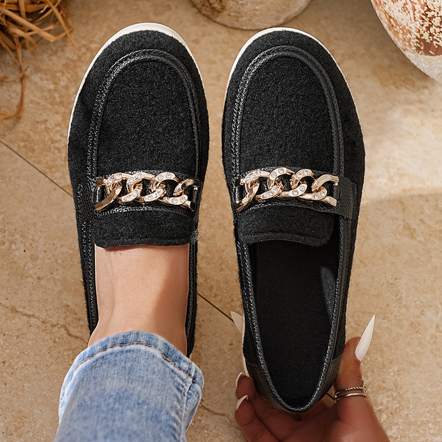 Round Toe Platform Slip-Ons Style 10600196656 in Gray with round toe