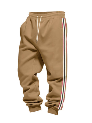 Men's Full Size Side-Striped Drawstring Joggers in olive green