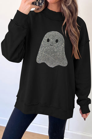 Black sweatshirt with hip-length and pullover