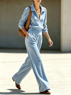 sweatshirt and wide-leg pants set in Apricot