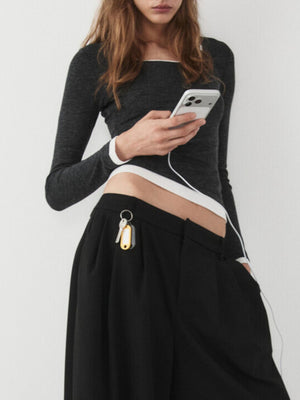 brown t-shirt with layered look and long sleeve