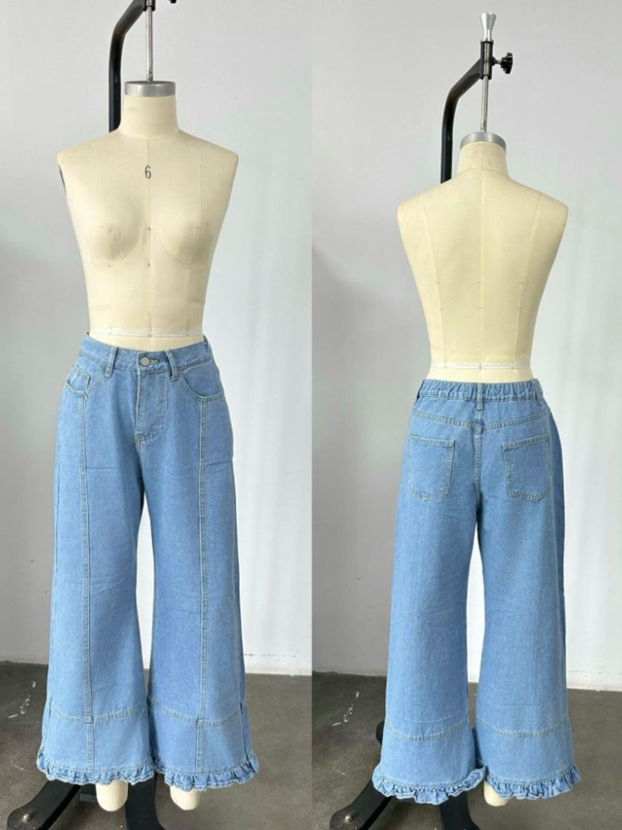 95%cotton,5%spandex Care instructions: Machine wash cold jeans in Khaki with wide-leg silhouette