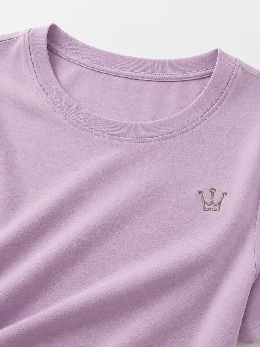 Full Size Crown Long Sleeve T-Shirt Plus Size in Brown with embroidered