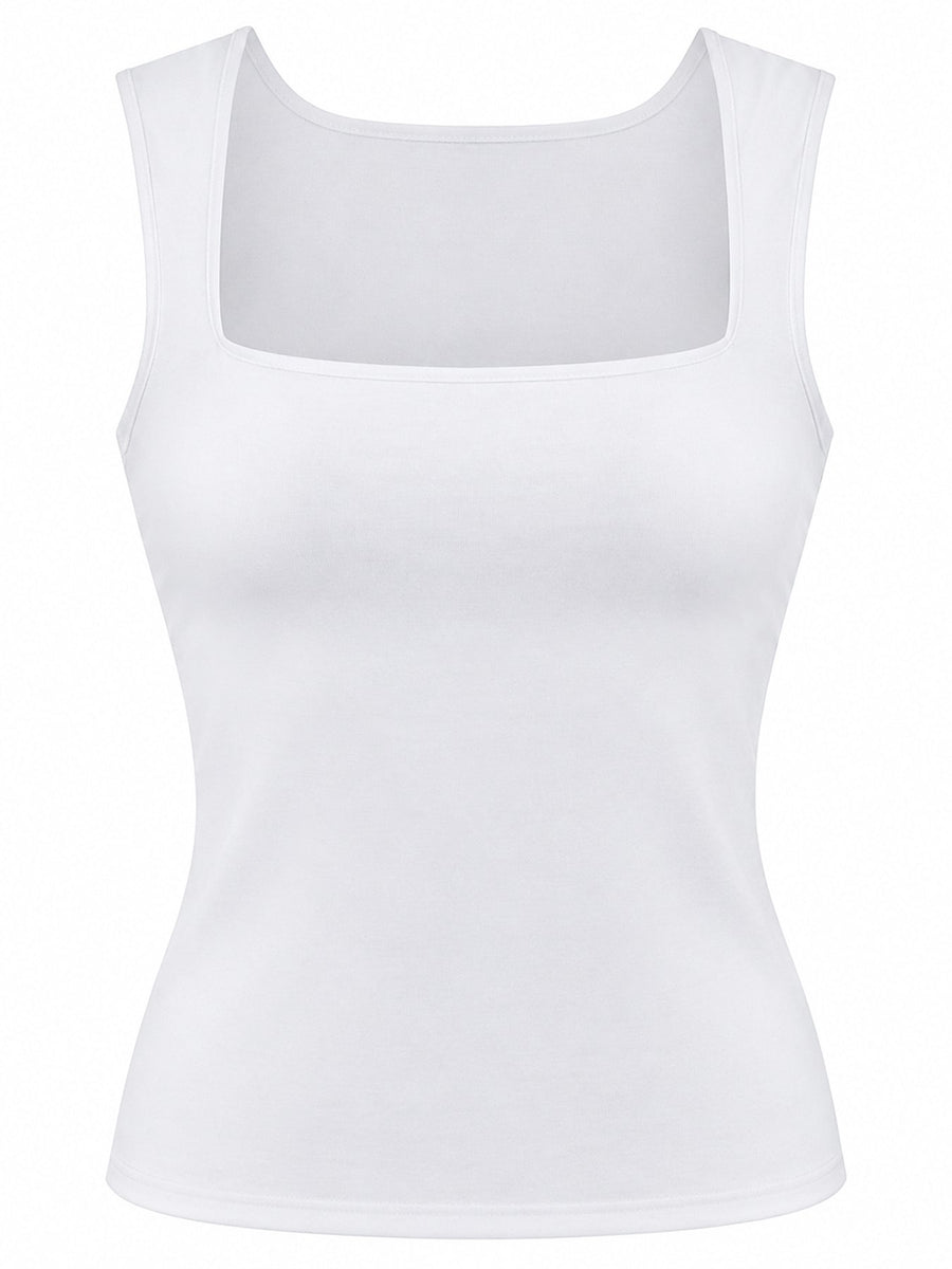 minimalist tank top in Dark Gray with square neck