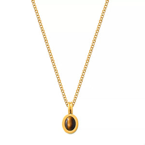 necklace featuring beaded in Gold with 18K Gold-Plated, Natural stone, Titanium Steel, Tiger& texture