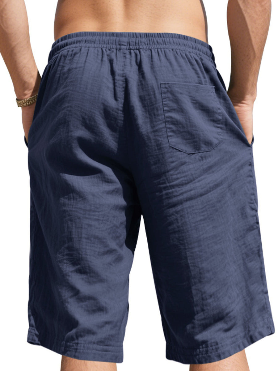Men's Casual Drawstring Bermuda Shorts Plus Size in Light Khaki