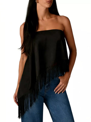 brown tube top with hip-length and pullover