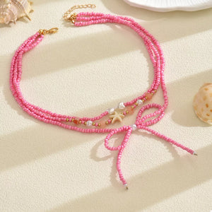 Fuchsia Pink necklace with choker and hook-and-eye