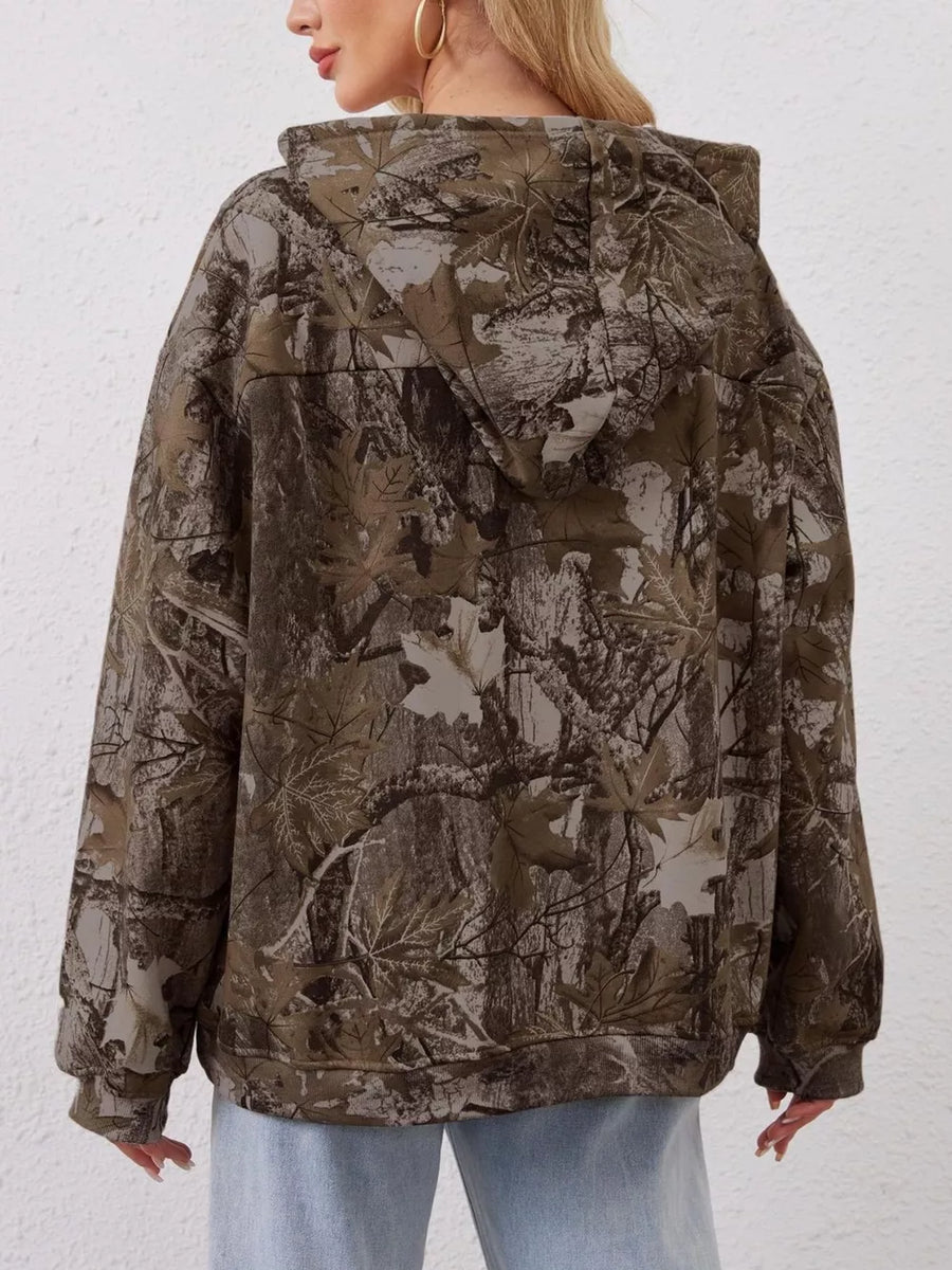 pullover hoodie in Light Military Green with camo and kangaroo pocket