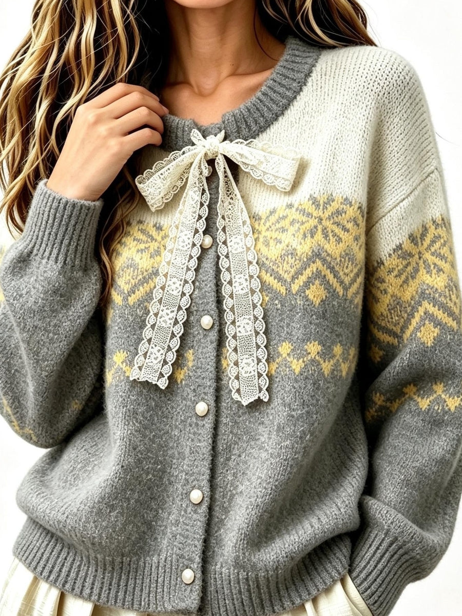 vintage-inspired cardigan in Tangerine with round neck