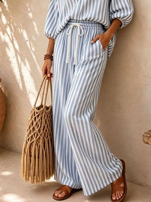 lounge set featuring striped in white with 100% polyester Care instructions: Machine wash cold texture