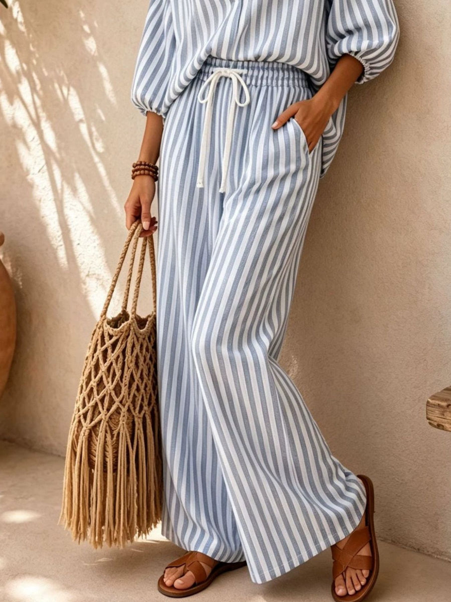 lounge set featuring striped in white with 100% polyester Care instructions: Machine wash cold texture
