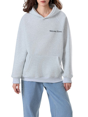 100% polyester Care instructions: Machine wash cold pullover hoodie in Dark Brown with relaxed silhouette