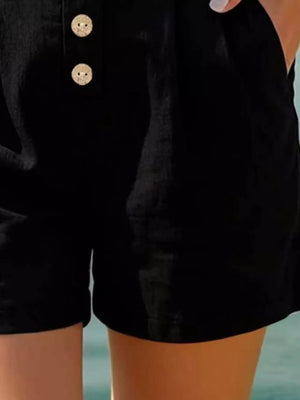 shorts in Apricot with button-front and mini