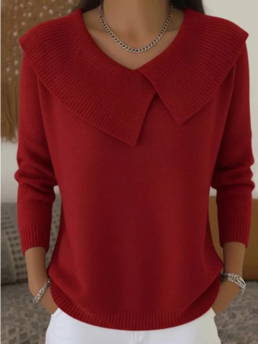classic pullover sweater in Green with collared