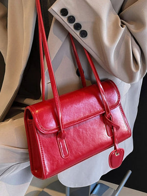 Small PU Leather Shoulder Bag in Black