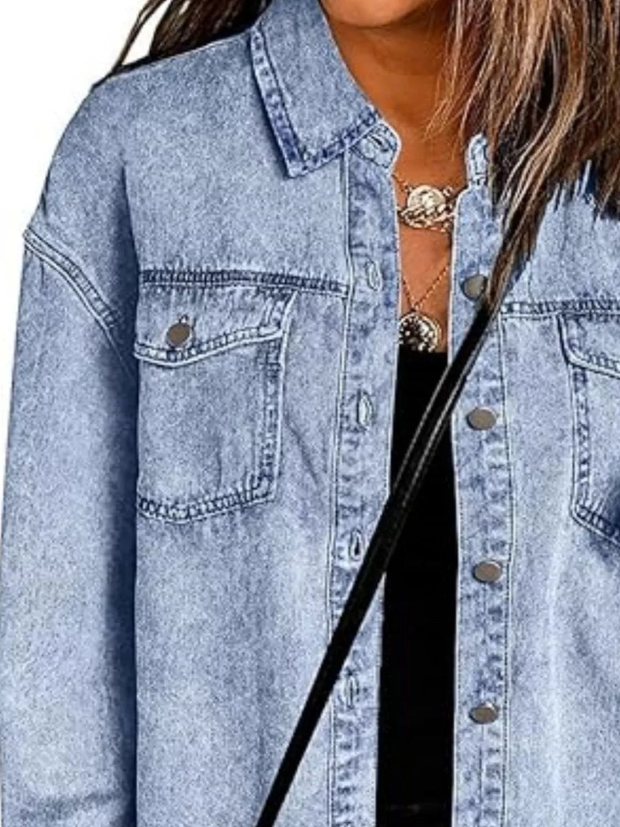 95%cotton, 5%spandex Care instructions: Machine wash cold denim jacket in Camel with relaxed silhouette