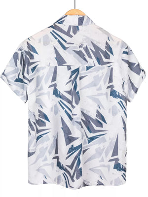 button-down shirt in Lake Blue with geometric and buttoned