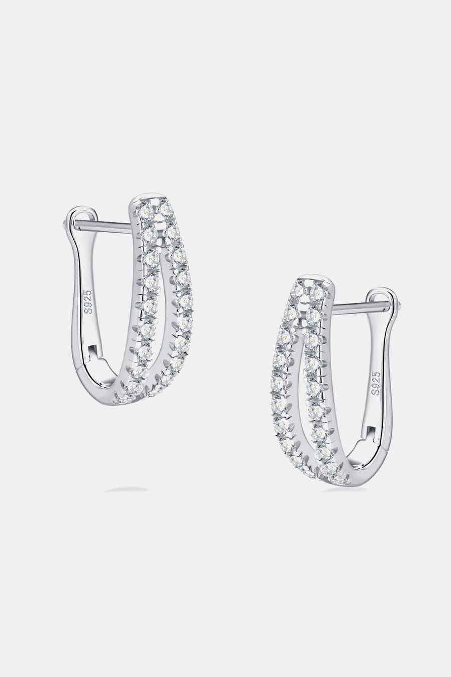 Pavé hoop sterling silver earrings with cubic zirconia accents