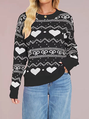 romantic pullover sweater in Red with crew neck