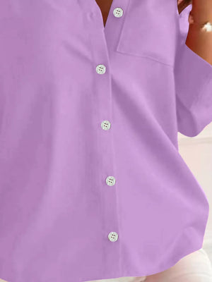 100% polyester Care instructions: Machine wash cold button-down shirt in Purple with regular silhouette
