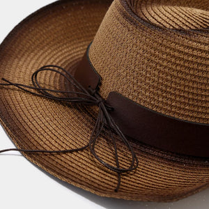 straw weaving Imported Size & hat in Caramel with structured silhouette