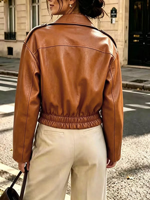 100% polyester Care instructions: Machine wash cold moto jacket in Caramel with regular silhouette