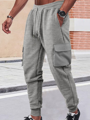 Dark Gray Men's Textured Cargo Joggers Plus Size