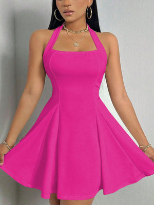 100% polyester Care instructions: Machine wash cold mini dress in Rose with A-line silhouette