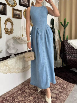 50%cotton, 50%spandex Care instructions: Machine wash cold A-line dress in Light Blue with A-line silhouette