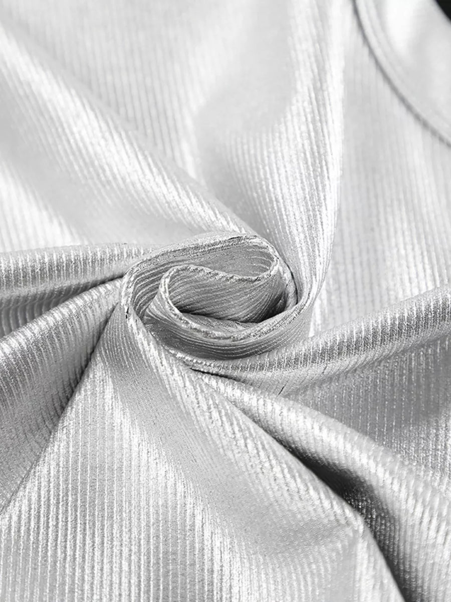 Ribbed Racerback Tank Top in silver