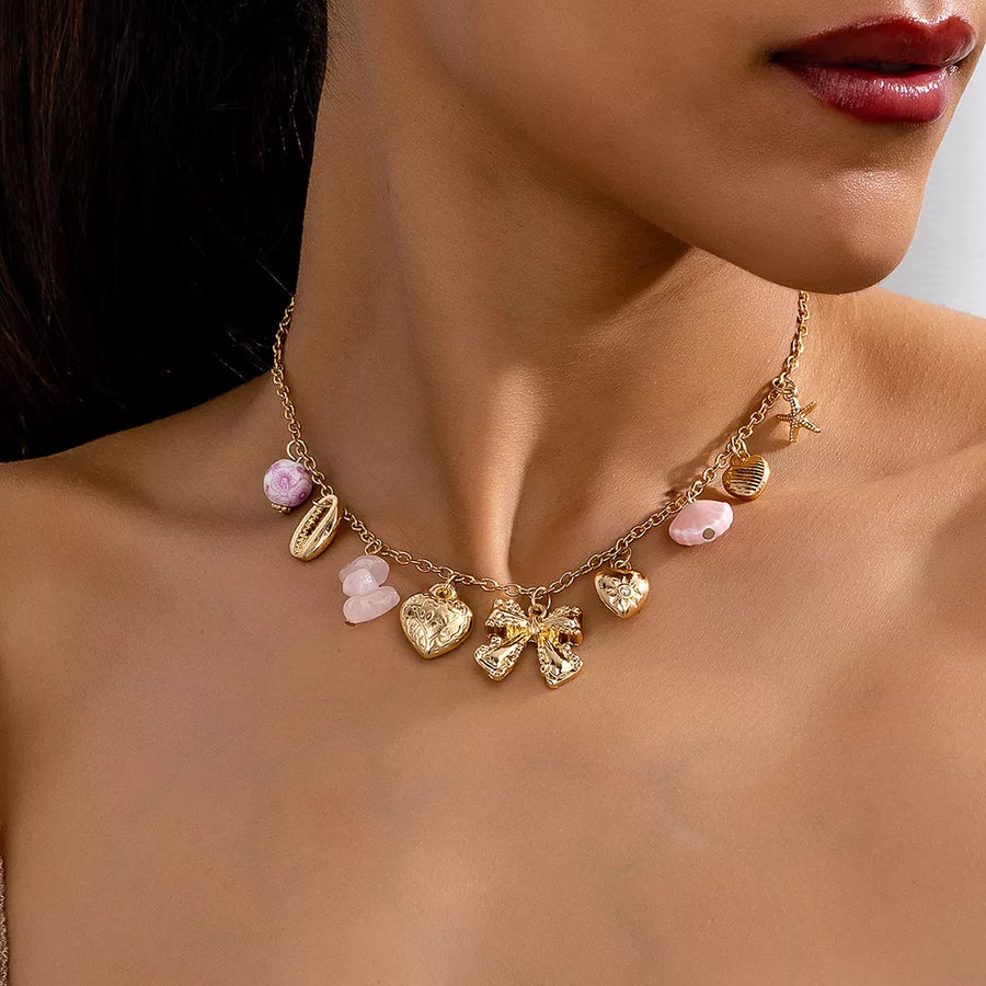 romantic necklace in light pink with not applicable